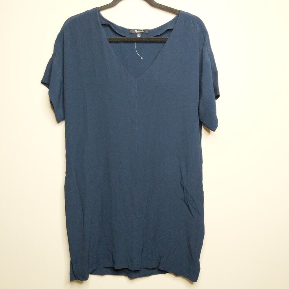 Madewell Novel Shift Dress Navy Blue V Neck Classic M New without Tags